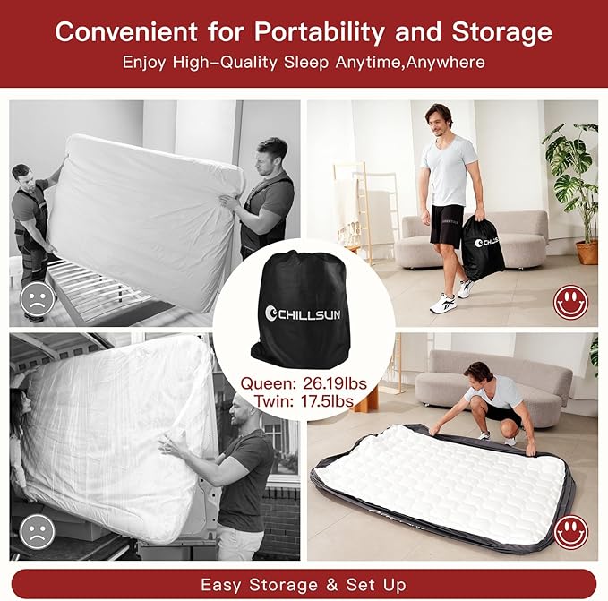 CHILLSUN Twin Air Mattress with Built in Pump, Upgraded 18" Raised Comfort Blow up Mattress, Durable Inflatable Mattress Air Bed for Guests & Home, Colchon Inflable, Airbed 700lbs Max