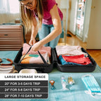 Kono 24 Inch Luggage Suitcase Lightweight with Spinner Wheels TSA Lock Hardside Medium Checked Luggage Durable Rolling Suitcase Black