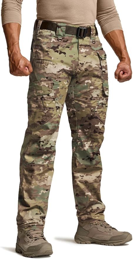 CQR Men's Tactical Pants, Water Resistant Ripstop Cargo Pants, Lightweight EDC Work Hiking Pants, Outdoor Apparel