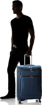 Samsonite Solyte DLX Softside Expandable Luggage with Spinner Wheels, Mediterranean Blue, Checked-Medium 25-Inch