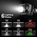 Lepro Headlamp Rechargeable, LED Head Lamp with 6 Modes for Camping & Hiking Gear Essentials, IPX4 Waterproof High Lumen Bright Headlight Flashlights with Adjustable Headband, USB Cable Include