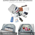 7L Sling Bag For Women Faux Leather Anti Theft Small Casual Daypack Backpack Fanny Pack Crossbody Chest Bags Purse Waterproof Light Grey