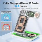 WAITIEE Wireless Charger for iPhone 16 15 14 13 12 11 X 8, 3 in 1 Charging Station for Apple Watch 10/9/8/7/6/5/4/3/2/SE/Ultra/Ultra 2 & for AirPods 4/3/2/Pro/Pro 2(White)