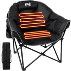 Slsy Heated Camping Chair Oversized, Outdoor Portable Heated Folding Chair, Heavy Duty 500 lbs Support, Padded Seat for Outdoor Sports, Camping, Patio, and Picnics