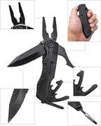 Rush Deer Pocket Knife - Folding EDC Multitool for Men, Small and Versatile Camping, Fishing, and Hiking Accessories Set (Matte Black)