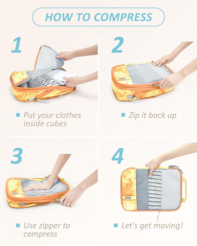 BAGSMART 6 Set /4 Set/2 Set Compression Packing Cubes for Travel, Lightweight Luggage Organizer Bags, Durable Space Saver Bags Travel Essentials