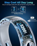 Neck Fan, Hands Free Bladeless Neck Fans Portable Rechargeable, 360° Cooling Neck Fan, 4 Speeds, Quiet, 5200 mAh Battery Operated USB Wearable Personal Fan Gifts for Women, Travel, Outdoor