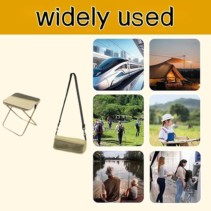 Portable Camping Stool and Folding Small Chair - Compact Folding Stool, Picnic Hiking Fishing Outdoor Footstool for Hiking and Trekking(Khaki,Medium)