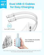 Anker Zolo Power Bank, 45W Max Fast Charging, 20,000mAh Battery Pack with Dual Built-in USB-C Cables, 1 USB-C&A Port, for iPhone 17/16 Series, Samsung, MacBook, iPad, and More