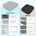 TranquilRelax Large Seat Cushion, Memory Foam Cushion for Long Sitting Hours on Office Chair, Home & Car, Non-Slip Chair Pad for Relieving Back & Sciatica & Hip & Coccyx Pain (Light Grey)