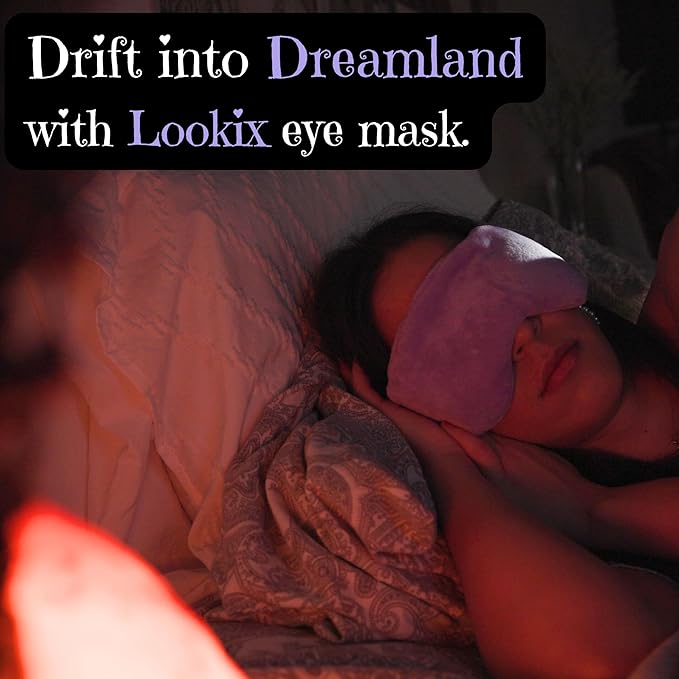 Weighted Lavender Eye Mask - Microwavable Sleep Mask with Natural Lavender & Flaxseed for Stress Relief, Headaches, Dry Eyes, Migraine Relief - Adjustable Strap, Soft & Reusable