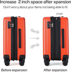 Hanke Expandable Hardshell Luggage Sets 3 piece Carry On Luggage with Wheels Suitcases Lightweight Checked Tsa Luggage Rolling Large Suitcase Travel Luggage Bag Woman Men 20/24/29 Inch(Orange)