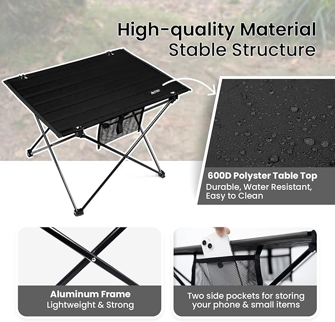 ONETIGRIS CAMPMATE Camping Table Foldable, Lightweight Portable Table Sturdy & Quick Setup, Holds Up to 66 lbs, Perfect for Camping, Hiking, Backpacking, Picnic, Beach, Travel