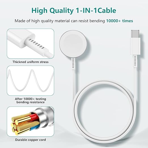 2Pack for Apple Watch Charger Cable, Magnetic Fast Charger to USB-C Cable 3FT(1m), Wireless Fast iWatch Charger Portable Compatible with iWatch Ultra/Series 9/8/7/6/SE/SE2/5/4/3/2/1, White