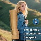 Folding Camping Chair with Canopy, Portable Outdoor Beach Chair for Fishing, BBQ, Picnic, Backyard, Lightweight Sun Shade Chair with Cup Holder, Khaki