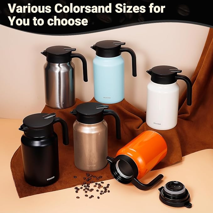 51Oz Thermal Coffee Carafes For Keeping Hot/Cold, Stainless Steel Coffee Carafe, Dustproof Insulated Water Carafe for Party/Home, Cream