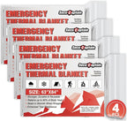 SecuCaptain Survival Emergency Thermal Blankets: Extra Large 84” x63” Space Mylar Blanket Kit for Outdoor Cold Winter Camping Hiking Car Bug Out Bag or First Aid - 4 Pack