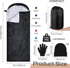 Tranqun Sleeping Bags for Adult with Winter Beanies Gloves, Cotton Liner Camping Sleeping Bag Waterproof Warm Lightweight for Backpacking Camping Indoor Outdoor Homeless People
