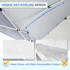 EAGLE PEAK Pop Up Canopy Tent with 1 Sidewall, Easy Setup Event Tent, Outdoor Sun Shade, Wheeled Carry Bag, Stakes and Guy Ropes, Instant Canopy 12x12, White