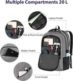 MATEIN Laptop Backpack 15.6 Inch, 20 L Personal Item Bag Airport Approved, Water Resistant Work Commute Computer Backpack with TSA Laptop Compartment, Gifts for Women Men, Grey