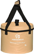 Freegrace Premium Collapsible Bucket -Multifunctional Folding Bucket -Perfect Gear for Camping, Hiking & Travel (Khaki, 10L(Upgraded))