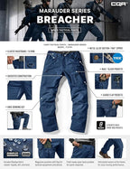 CQR Men's Flex Ripstop Tactical Pants, Water Resistant Stretch Cargo Pants, Lightweight EDC Hiking Work Pants