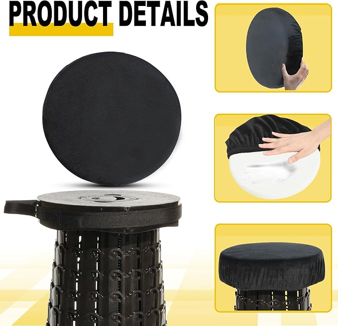 ALEVMOOM Upgraded 19.7" Collapsible Stool with Thickened Cushion, Telescoping Stool Foldable for Adults, 1000lbs Max Weight, Heavy Duty Portable Chair for Outdoor Travel&Camping