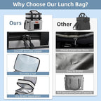 HSHRISH Lunch Box for Men, Women Double Deck Heavy Duty Large Insulated Tactical Lunch Bag Durable Cooler Bag With Shoulder Strap for Adults Work Picnic Road Trip (Grey,15L )