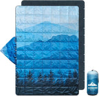 zzlamb Hooded Stadium Blanket,Waterproof Outdoor Camping Blanket Polar Fleece,Warm Windproof Portable for Stadium,Sports,Picnic,Beach,Car,Pets,56x75in Cyan Ridge Fade