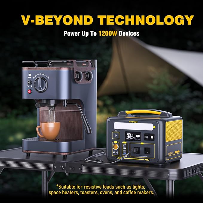VTOMAN Jump 600X Portable Power Station with Extra Battery, 600W/939Wh LiFePO4 Battery Solar Power Station with 600W Constant-Power, Regulated 12V DC, PD 60W USB-C for Camping, Off-grid, Home Backup