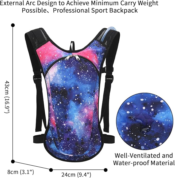 Roptat Hydration Backpack Pack with 2L Hydration Bladder - Lightweight Water Backpack Water Pouch for Women Men Running Riding Biking Music Festival
