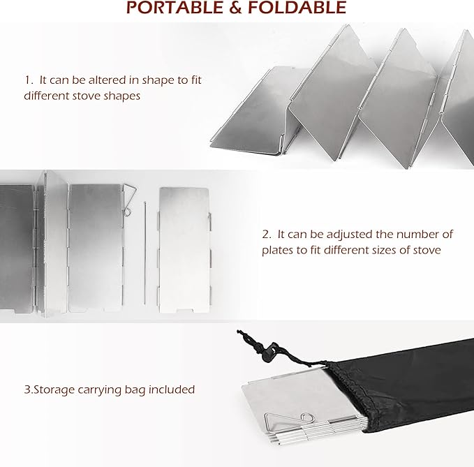 Camping Stove Windscreen 9 Plates Folding Outdoor Stove Windscreen Lightweight Windshield Heat Shield Stove Windshield for Backpacking Stove Butane Stoves Alcohol Stoves...
