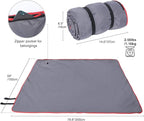 REDCAMP Large Waterproof Stadium Blanket for Cold Weather, Soft Warm Fleece Camping Blanket Windproof for Outdoor Sports, Blue/Red (Outer Grey/Inner Black)