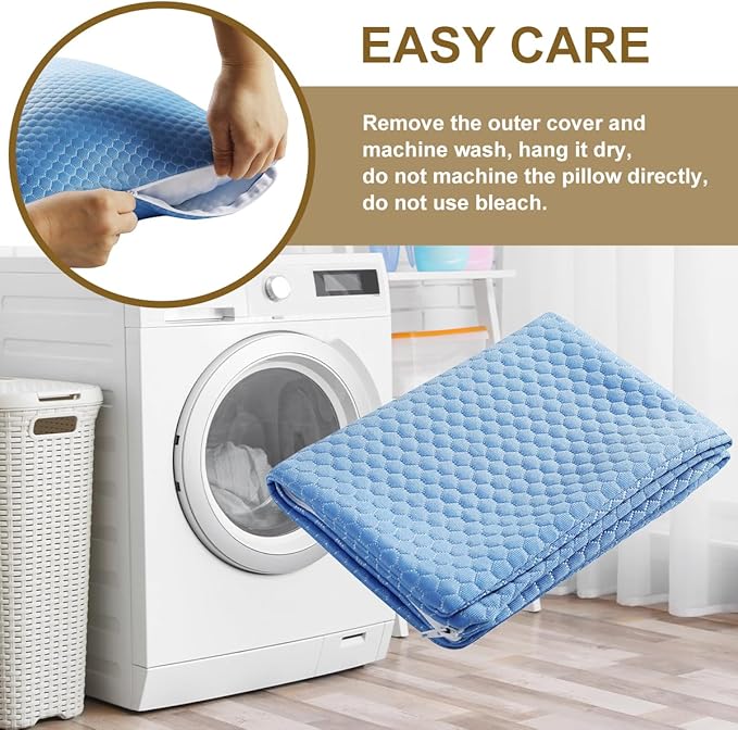 Ivellow Travel Pillow Cooling Camping Pillow for Sleeping Compressible Shredded Memory Foam Pillow Compact Firm Supportive Pillow for Adults Kids Outdoor Backpacking Hiking Essential Gear Blue S