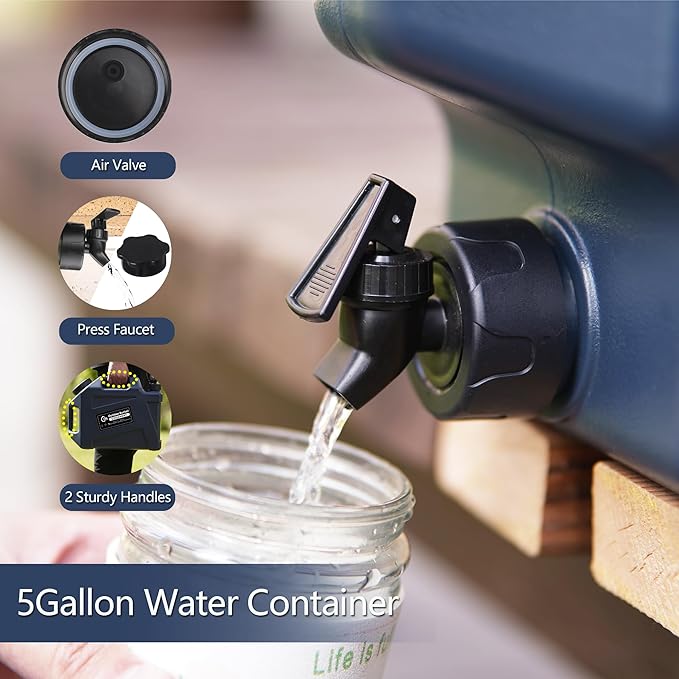 3.2 Gallon/5 Gallon Water Containers with Spigot, BPA Free Water Jug, Military Green Water Tank, Multifunction Water Storage Containers for Camping Outdoor Hiking,Emergency Stroage
