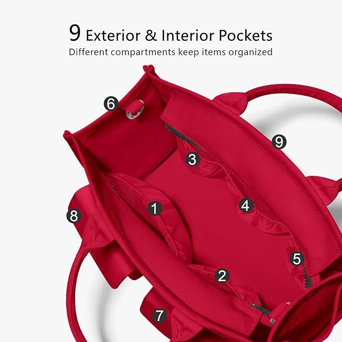 TOPDesign Heavy-Duty Canvas Tote Bag for Women, Adjustable Crossbody/Shoulder Handbag with 9 Pockets, Everything Tote