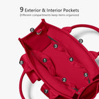 TOPDesign Heavy-Duty Canvas Tote Bag for Women, Adjustable Crossbody/Shoulder Handbag with 9 Pockets, Everything Tote