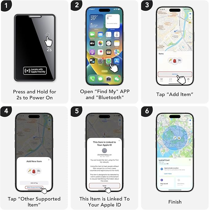 2026 New [Apple MFi Certified] Slim Wallet Tracker Card 0.09in for Apple Find My (iOS Only), GPS Tracker Card (1 Pack) for Airtag Wallet, Wireless Charging, Key Finder and Item Locator for Passport