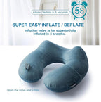 2Pack Inflatable Travel Neck Pillow for Airplane Sleeping, Adjustable Blow Up Neck Support Air Pillow Traveling on Plane Long Flights Washable
