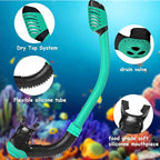 Vvinca Snorkeling Gear for Kids Dry Top Kids Snorkel Set for Boys Girls Junior Youth Children Age 4-14 Swim Goggles with Nose Cover Anti-Fog Panoramic View Adjustable Elastic Diving Mask and Snorkel