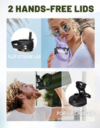 Half Gallon Water Bottle Insulated - 64 oz Water Bottle with Carrying Sleeve, Paracord Handle, Straw Spout Lid, Leak-proof Metal Hydro Water Jug for Workout Sport Hiking Gym, Purple Big Flask Thermo