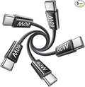 LISEN USB C Cable, 5-Pack [3.3FT] USBC to USBC Cable for iPhone 16e 15 Pro Max Charger Cord, 60W (3.1A) C to C Cable Fast Charging for Samsung S25/S24/23, Switch 2, iPad, MacBook,Black