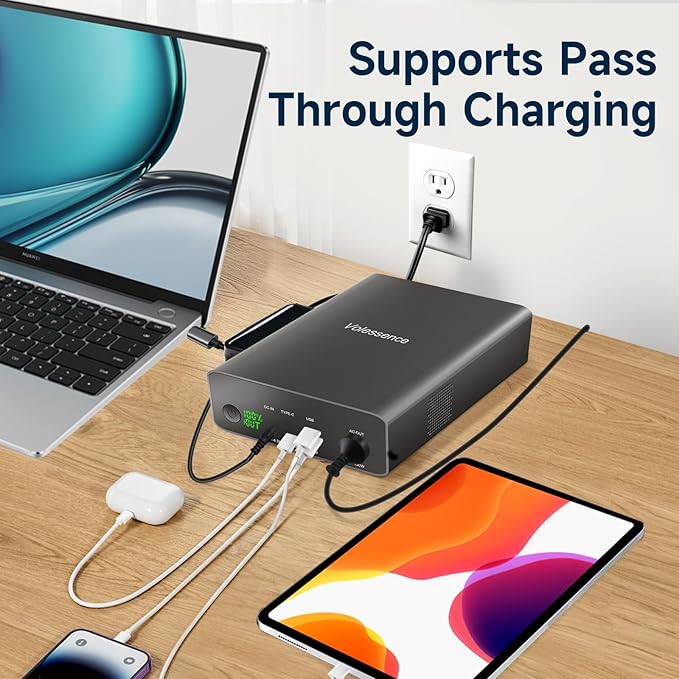 Portable Power Bank with AC Outlet 130W, Rechargeable Backup Lithium Polymer Battery Pack 80000mAh/296Wh High Capacity with USB C Output 100W Power Station for Outdoor Travel Camping Home Emergency