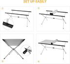 KingCamp Folding Camping Table Aluminum Roll Up Table Oversized Large Camp Table Stable Portable Outdoor Folding Table for Picnic Camping Barbecue Backyard Party,57.4''×31.4''4-6 Person,Support 176lbs