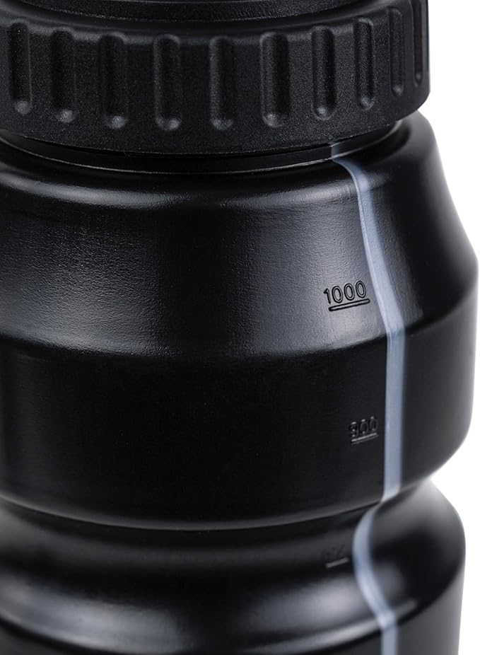 Cannon Sports 1 Liter Sports Water Bottle, BPA-Free, 34 Oz Capacity, Large Mouth, 2 lids (Straw and Squeeze), Great For Helmet Sports Such As Hockey, Lacrosse, Football, Boxing (Black)