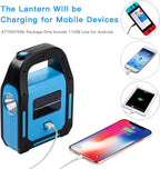 1 Pack 3 in 1 Solar USB Rechargeable Brightest COB LED Camping Lantern, Charging for Device, Waterproof Emergency Flashlight LED Light