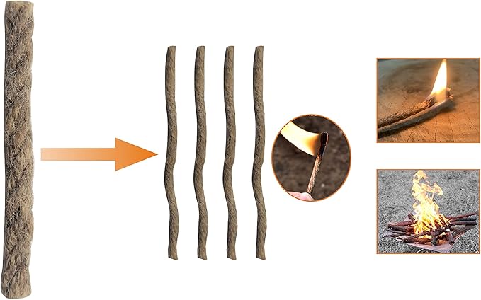 Magnesium Fire Starter Kit with Ferro Rod – Emergency Survival Fire Starting Gear with Pre-Shaved Magnesium & Fire Ropes – Waterproof Outdoor Kit for Camping, Hiking, Bushcraft