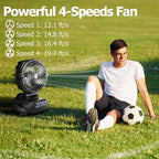 PANERGY Portable Misting Fan for Outdoors-30000mAh Rechargeable Battery, 4-Speed Fan,4 Spray Modes,10-13 Inch Bucket Compatible,Auto Oscillation&Adjustable Tilt,Remote Control for Camping/Beach/Patio