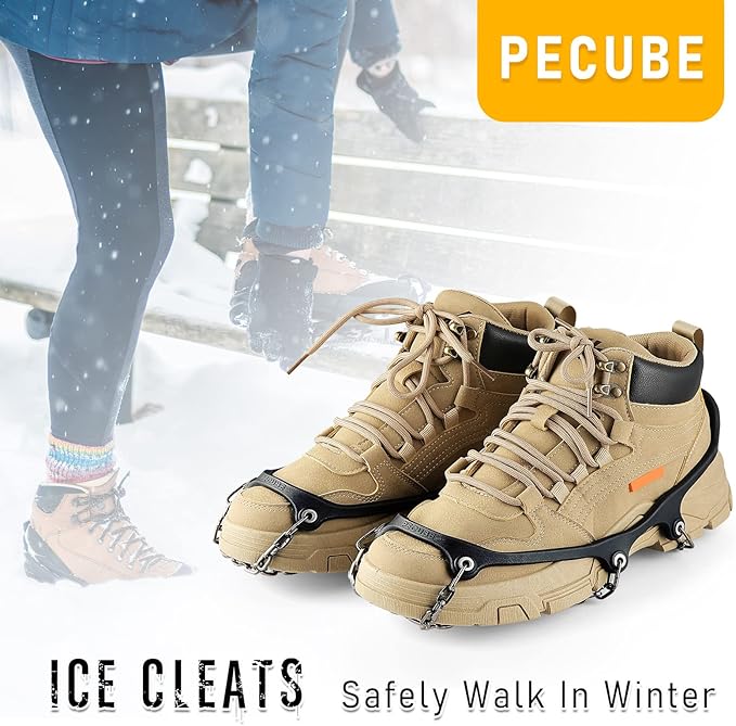 Ice Cleats for Shoes and Boots Traction Cleats Men Women Boot Chains Crampons for Anti Slip Outdoor Shoveling Hiking Walking on Snow and Ice