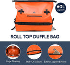 Haimont Large Waterproof Duffel Backpack Roll-Top Heavy Duty Dry Duffle Bag for Boating, Travel, Motorcycle, Kayaking, Camping, 60L